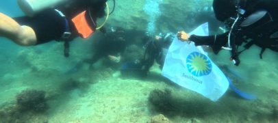 APRI Underwater Restocking and Rising Indonesia Flag in Underwater